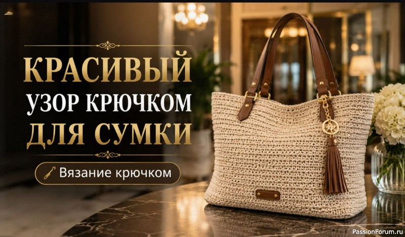 Красивый плотный узор крючком для сумки, шоппера и клатча Красивый плотный узор крючком для сумки, шоппера и клатча