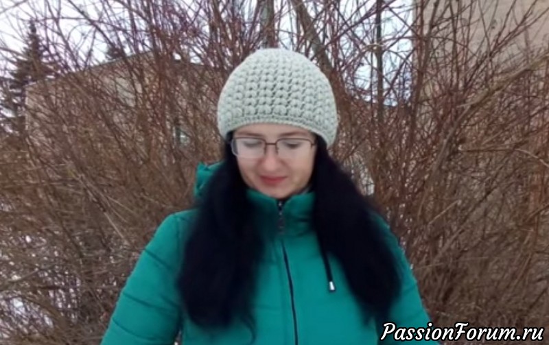 Шапка "Жемчужинка" крючком.