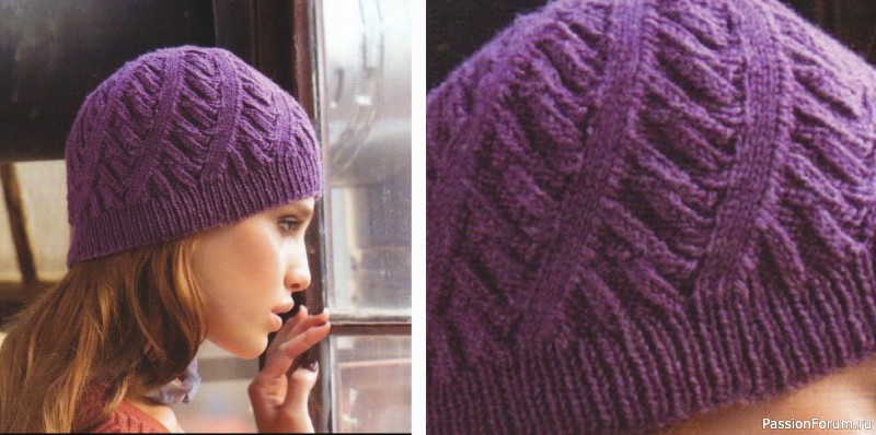 Женская шапка узором "Спираль". Описание