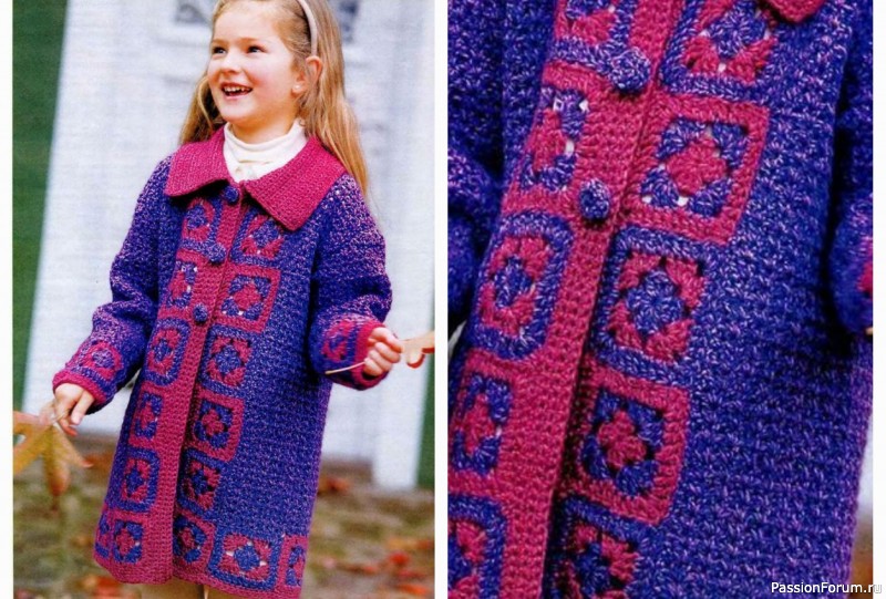 Пальто для девочки крючком. Описание