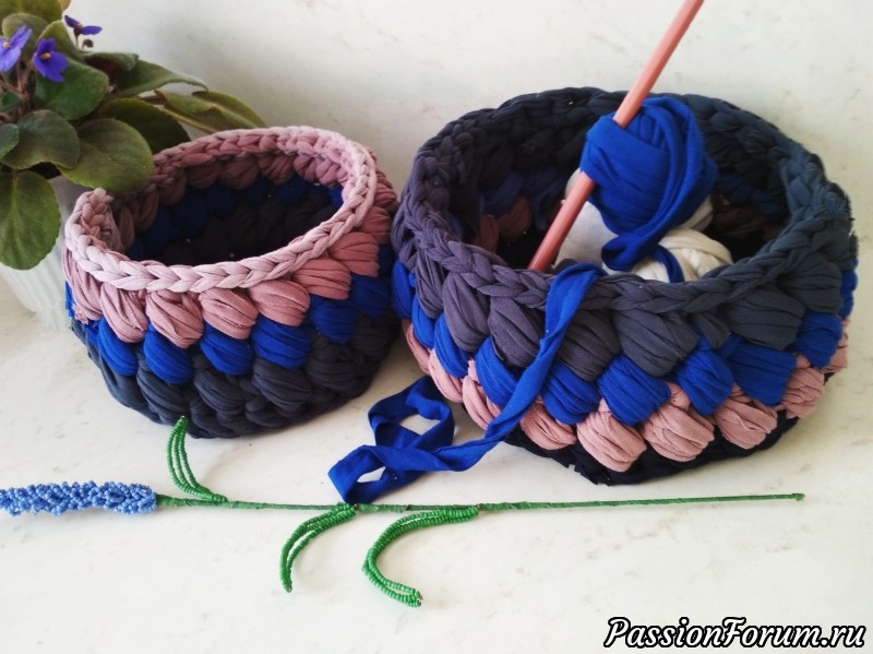 Корзинки из трикотажной пряжи