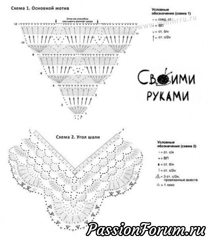 Красивые шали крючком + схемы