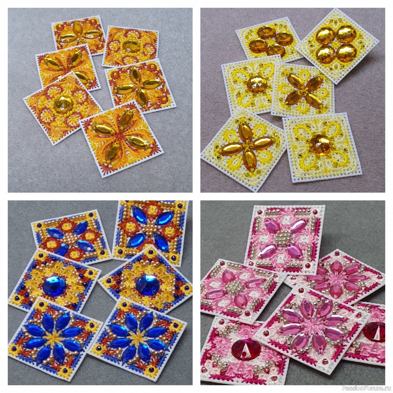 Новогодние кубики цвета радуги. Вышивка шовчиками. Хвастики.