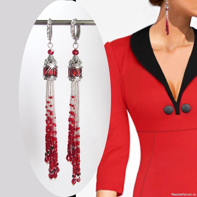 Серебряные серьги - кисти "Комета".