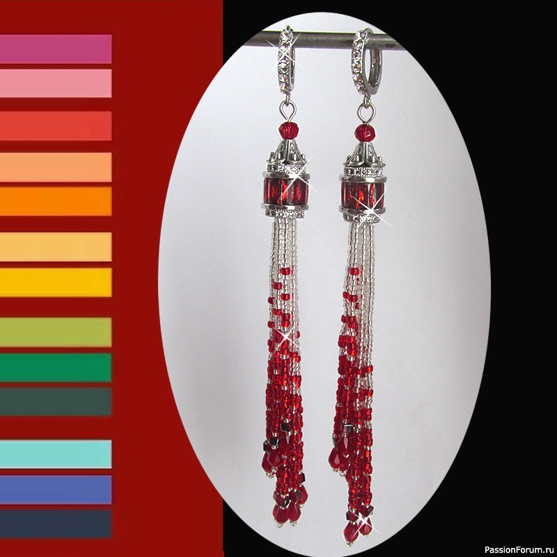 Серебряные серьги - кисти "Комета".