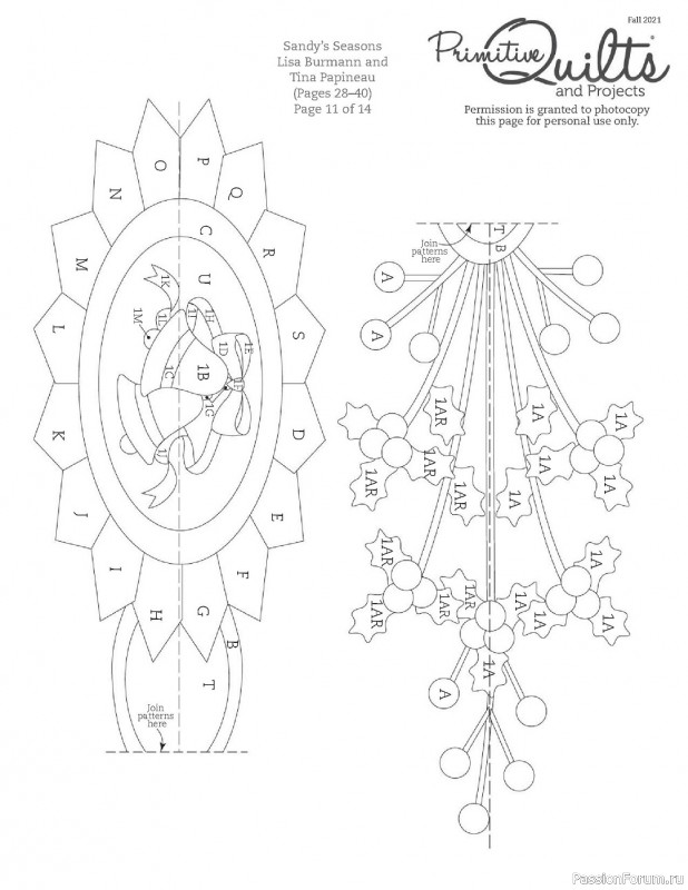 Журнал "Primitive Quilts and Projects - Fall" 2021. Схемы и выкройки