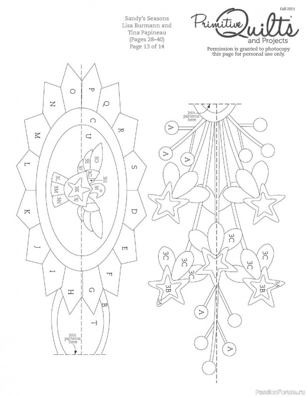 Журнал "Primitive Quilts and Projects - Fall" 2021. Схемы и выкройки