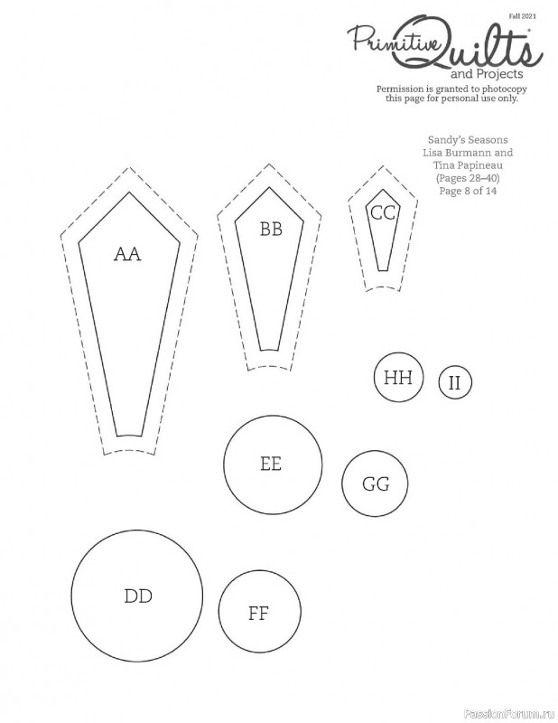 Журнал "Primitive Quilts and Projects - Fall" 2021. Схемы и выкройки