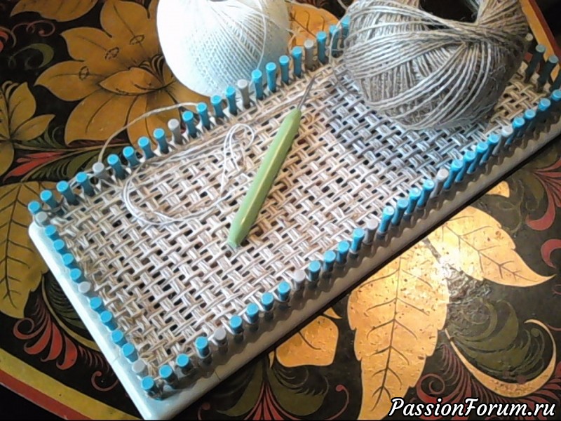 Сумка из джута на луме (Loom knitting), ч. 1