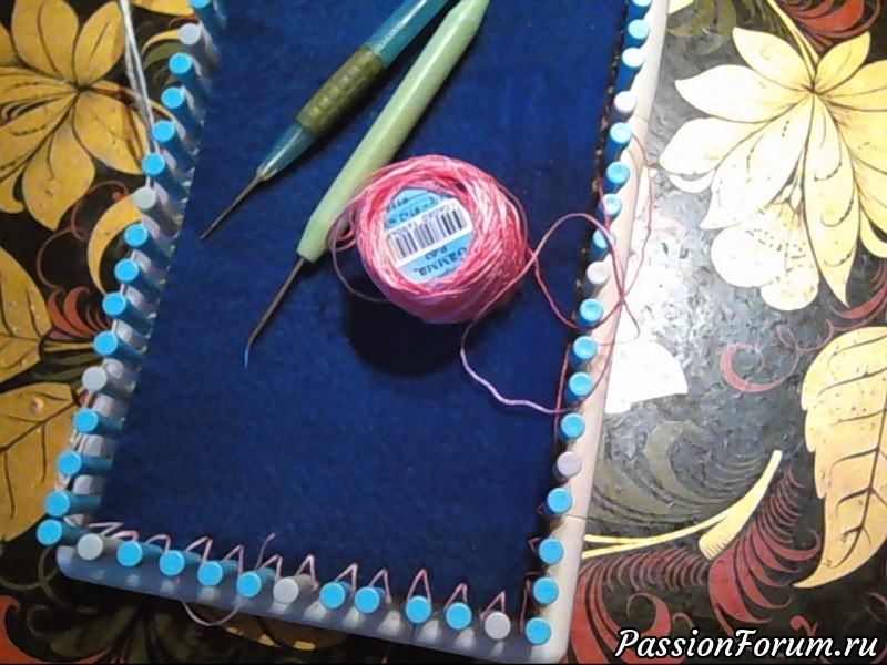 Сумка из джута на луме (Loom knitting), ч. 1