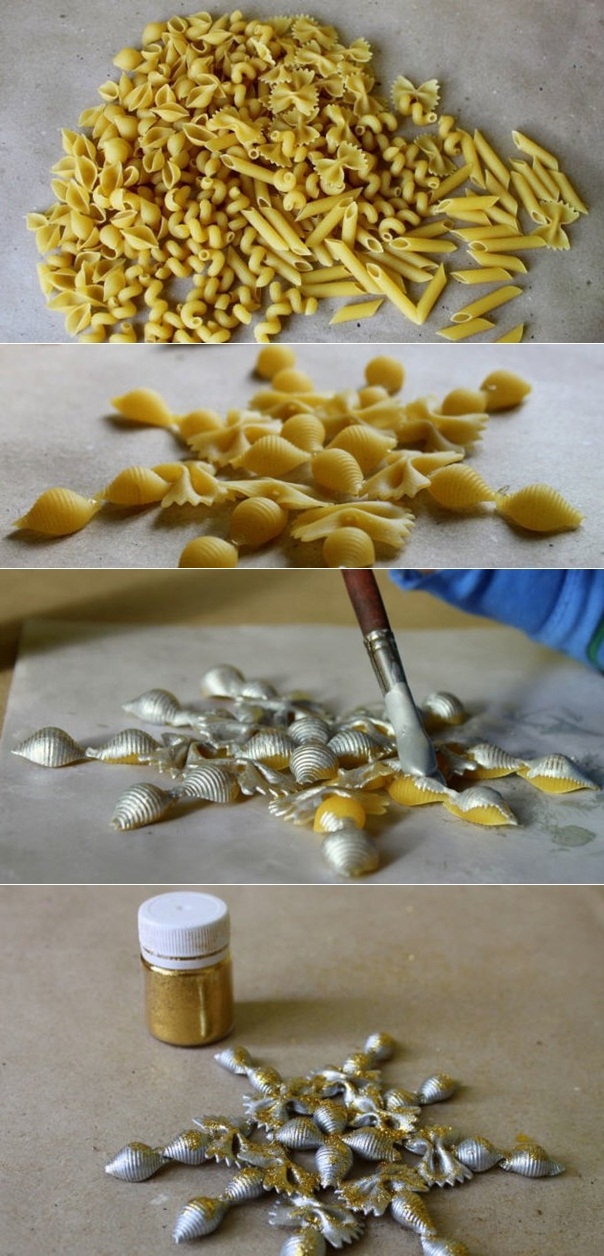 how to make pasta snowflakes christmas tree ornaments ideas