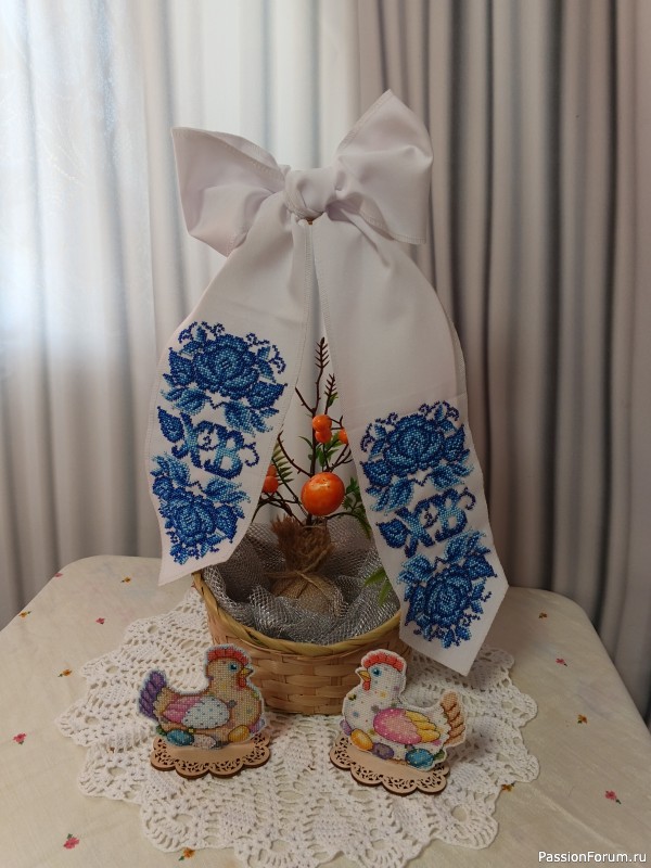Пасхальный бант на корзинку.