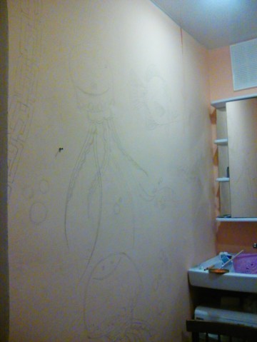 Роспись стены в ванной комнате Подводный мир