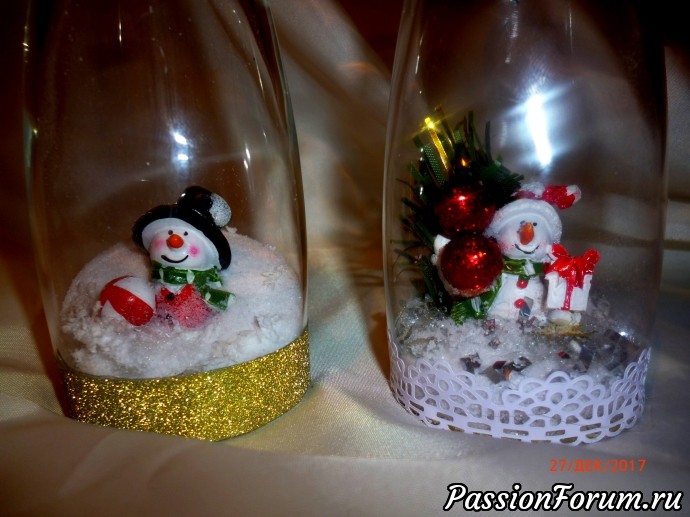 Мои новогоднюшки ( подсвечник, бутылки. баночка)