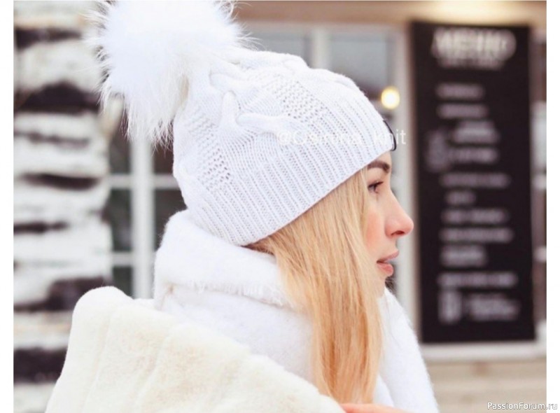 Зимняя шапка узором "Косы". Описание