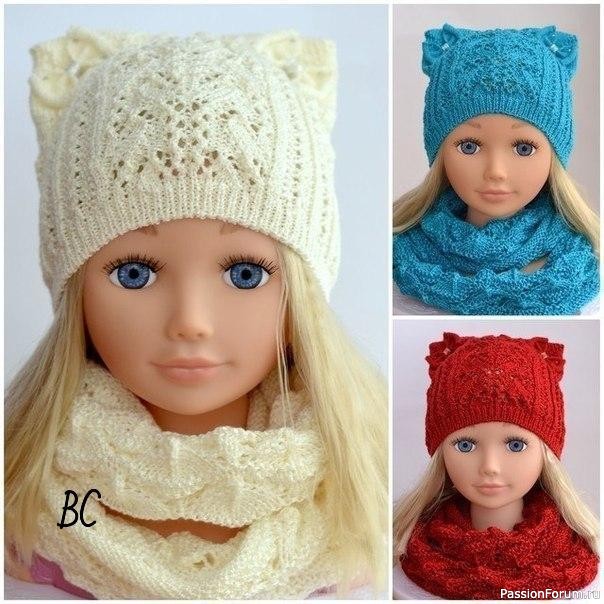 Ажурная шапочка с ушками. Схема
