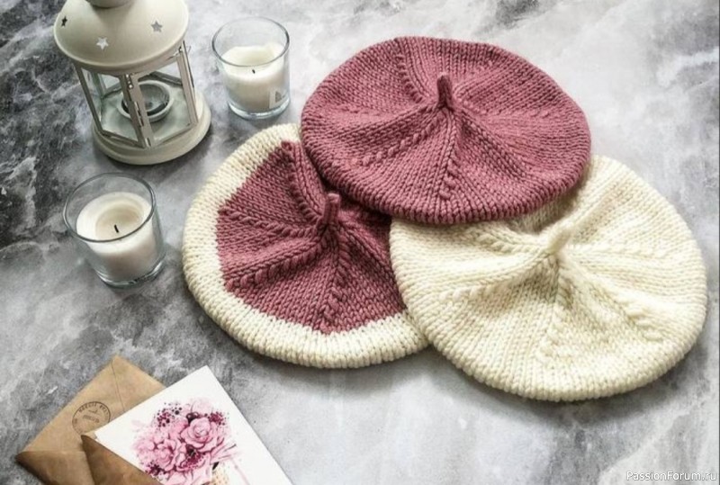 Описание для стильного берета спицами