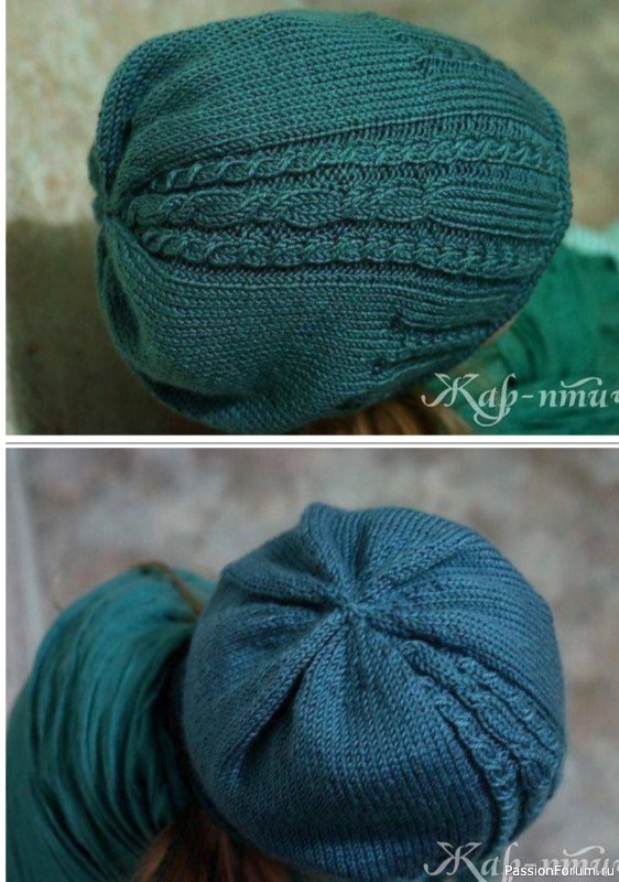 Вязаная шапка с изящными косами и резинкой