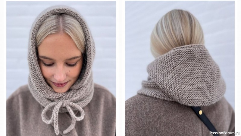 Капор капюшон спицами сверху вниз. Описание