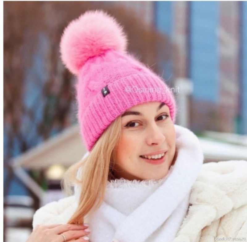 Зимняя шапка узором "Косы". Описание