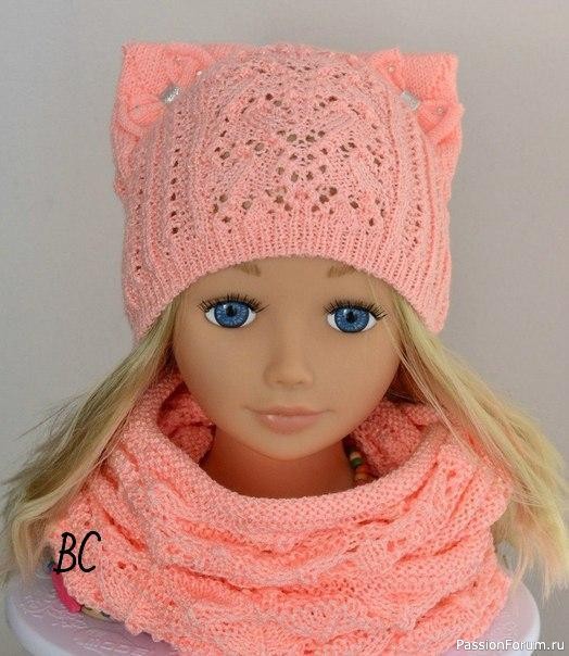 Ажурная шапочка с ушками. Схема