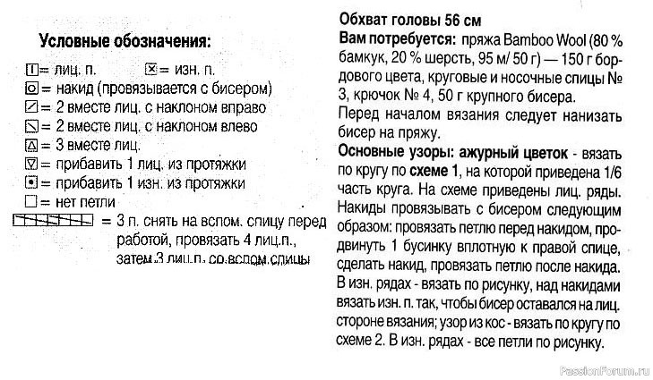 Берет &quot;Георгин&quot;. Схема вязания спицами