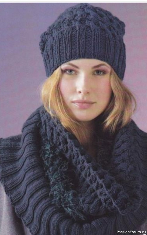 Шапка и снуд спицами. Схема