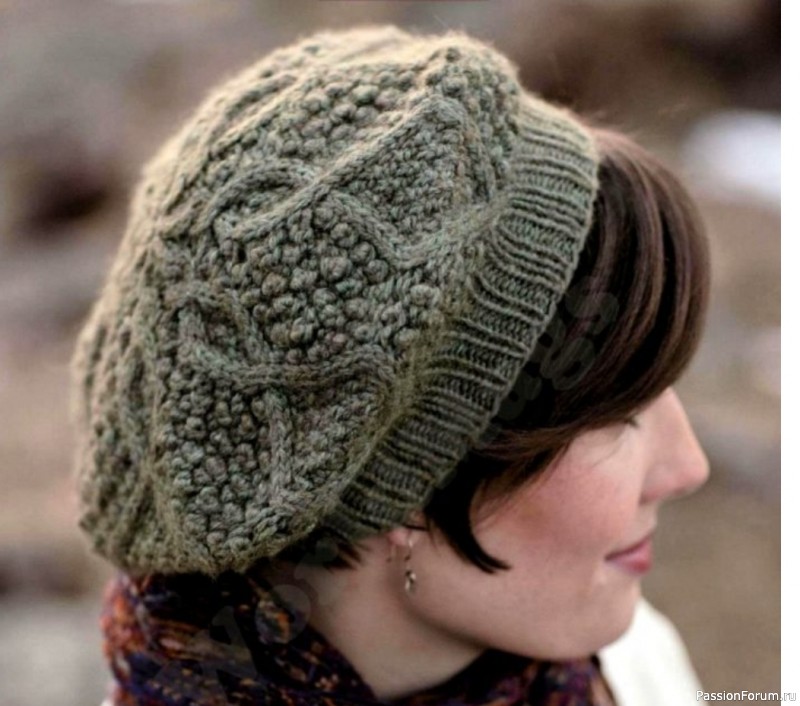 Берет спицами с узором "Ежевика". Описание Берет спицами с узором "Ежевика". Описание