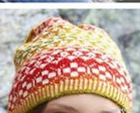 Шапочка и варежки жаккардовым узором. Схема