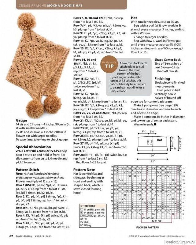 Вязаный капюшон "Mocha Hoodie Hat". Описание