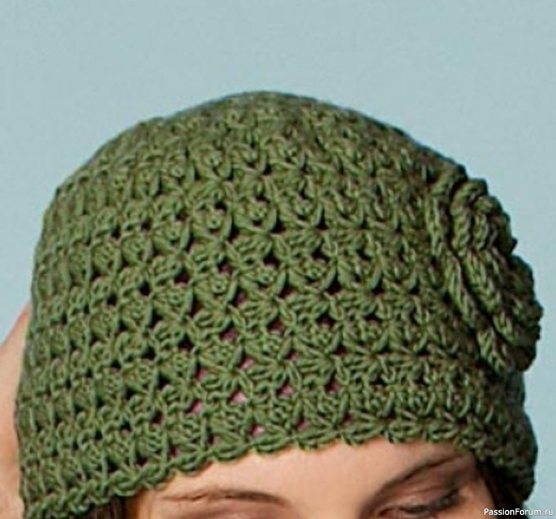 Шапка с цветком. Описание