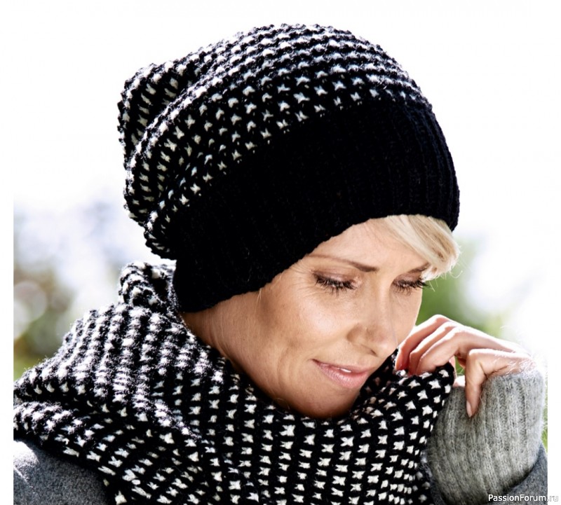 Шапка с узором из вытянутых петель. Описание