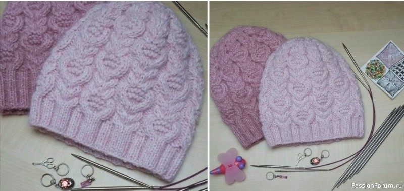 Вяжем шапочку узором "Тюльпаны". Схемы