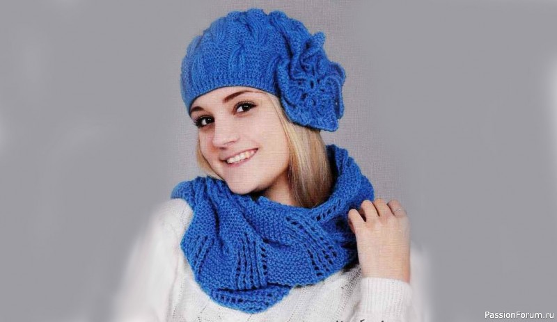 Ажурная шапка с цветком. Описание