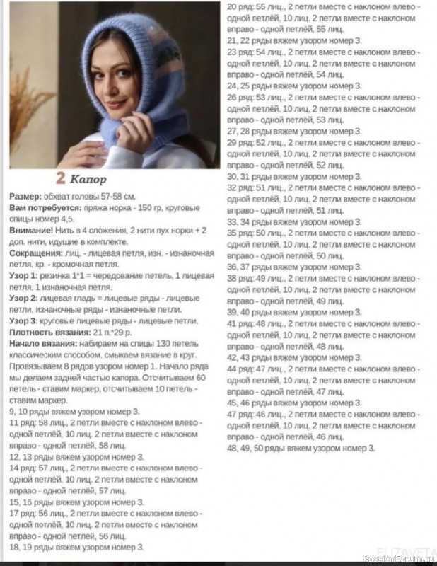 Капюшон из мягкой пряжи. Описание