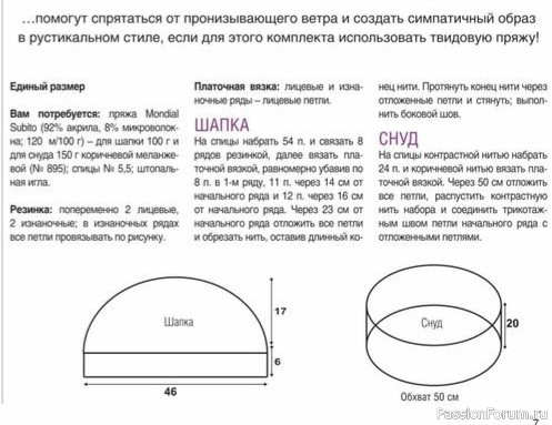 Шапочка и снуд. Описание