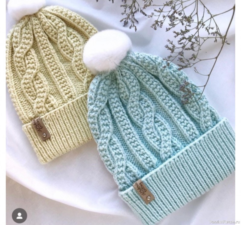 Шапка крупным узором. Схема