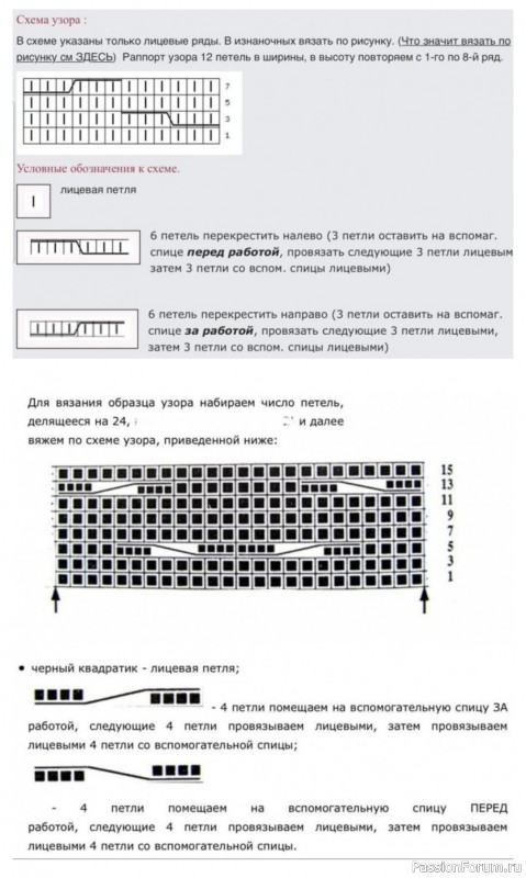 Шапка с узором “Королевские косы”. Схема