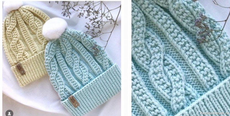 Шапка крупным узором. Схема