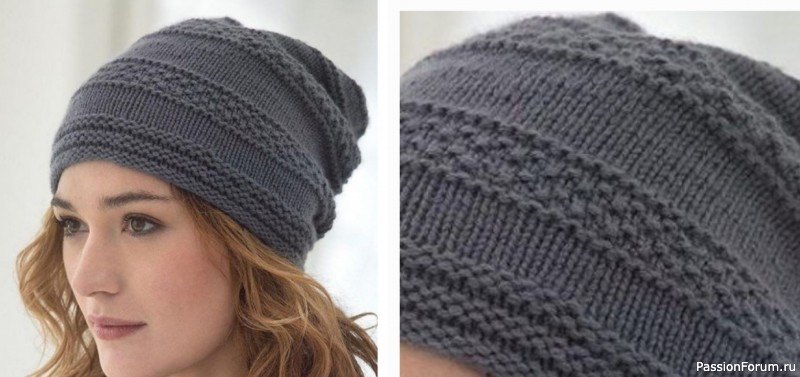 Шапка вязанная полосками. Описание