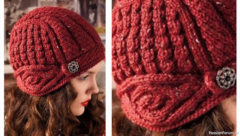 Стильная шапка спицами Vogue Knitting