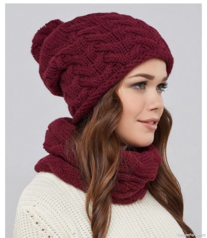 Шапка с узором “Королевские косы”. Схема