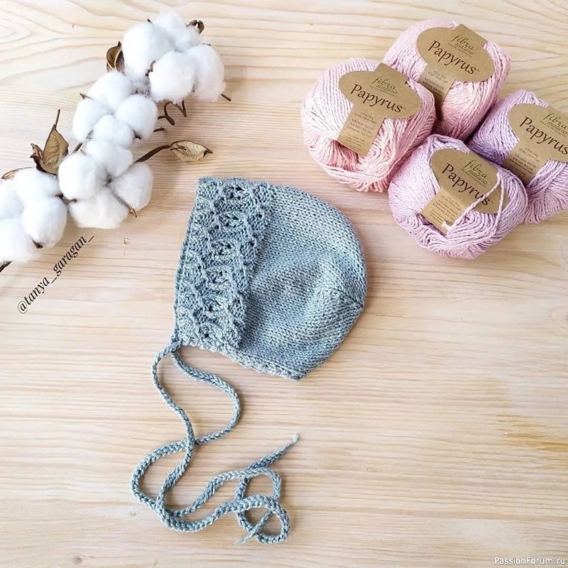 Чепчик спицами. Схема