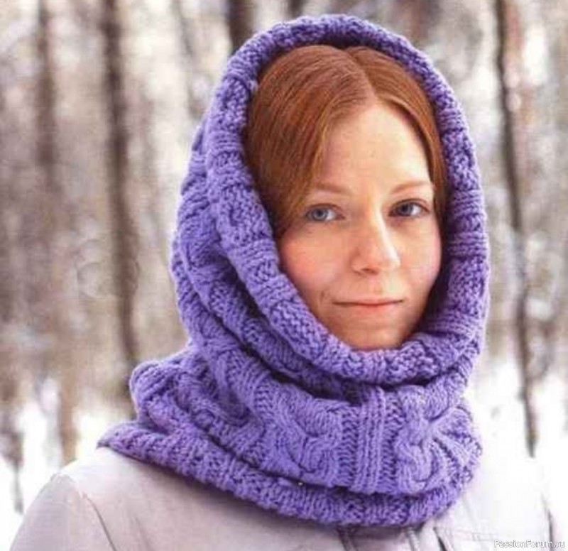 Капор узором "косы". Описание