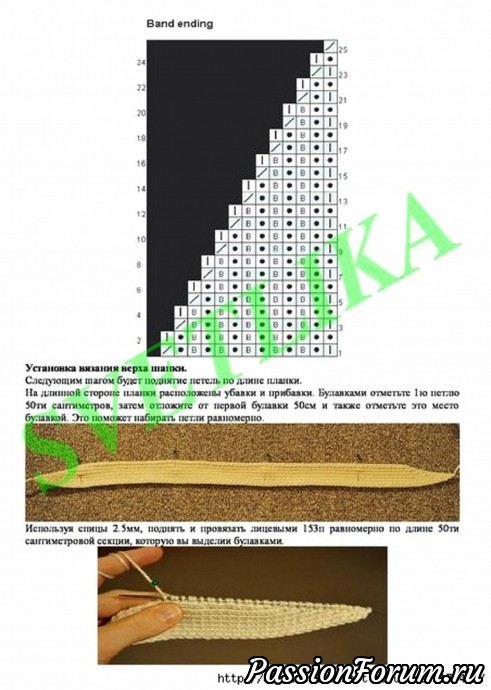 Берет узором «косы». МК