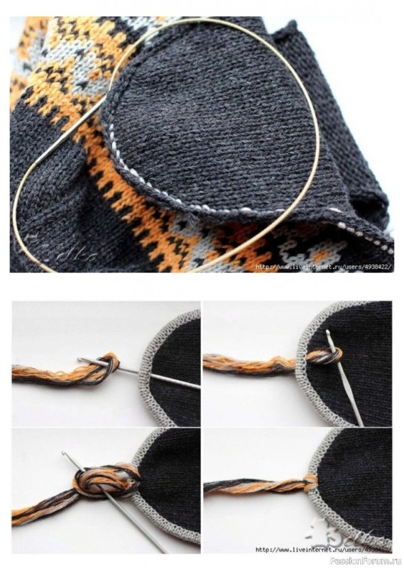 Шапка с ушками жаккардом. Описание