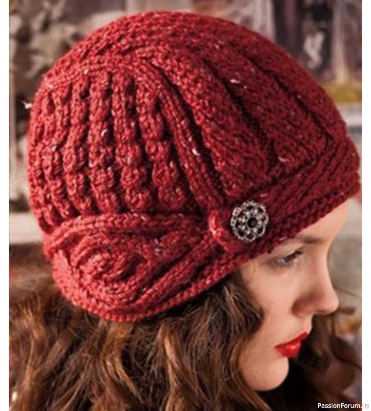 Стильная шапка спицами Vogue Knitting