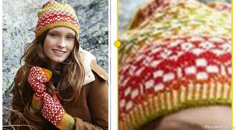 Шапочка и варежки жаккардовым узором. Схема