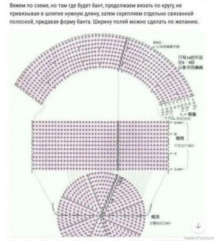 Летняя шляпа с бантом. Схема