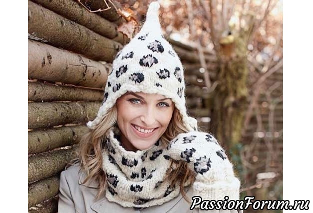 Шапка с леопардовым узором. Описание